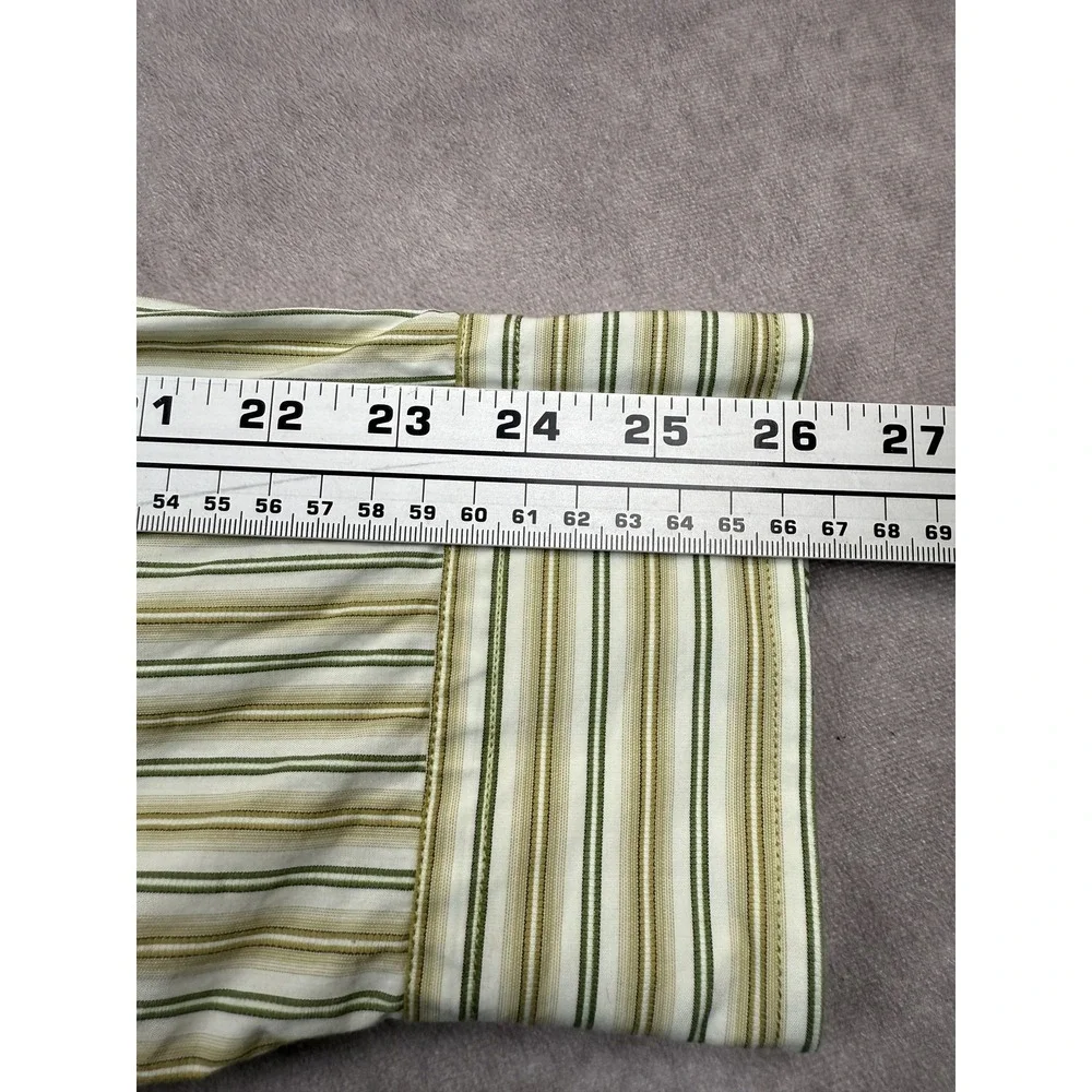 VTG Banana Republic Button Up Long Sleeve Shirt Mens 2XL Green Striped Hong Kong